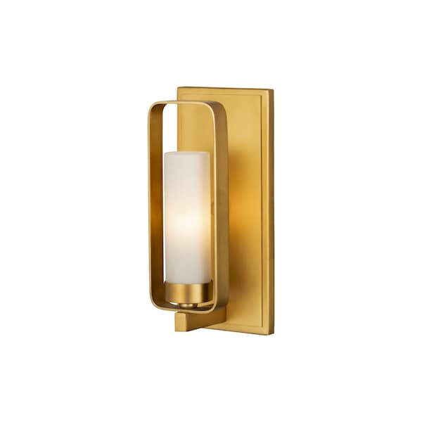Z-Lite Aideen 1 Light Wall Sconce, Tawny Brass & Matte Opal 6000-1S-TBR - main